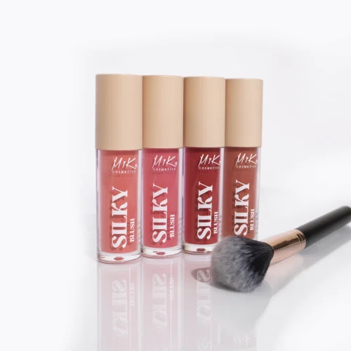 Rubor Liquido Silky + Brocha rubor MyK Cosmetics - Maquillaje profesional para un acabado natural y sedoso